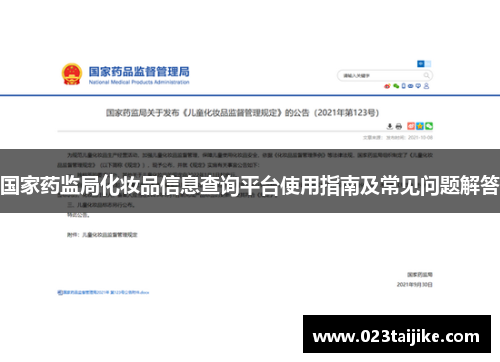 国家药监局化妆品信息查询平台使用指南及常见问题解答